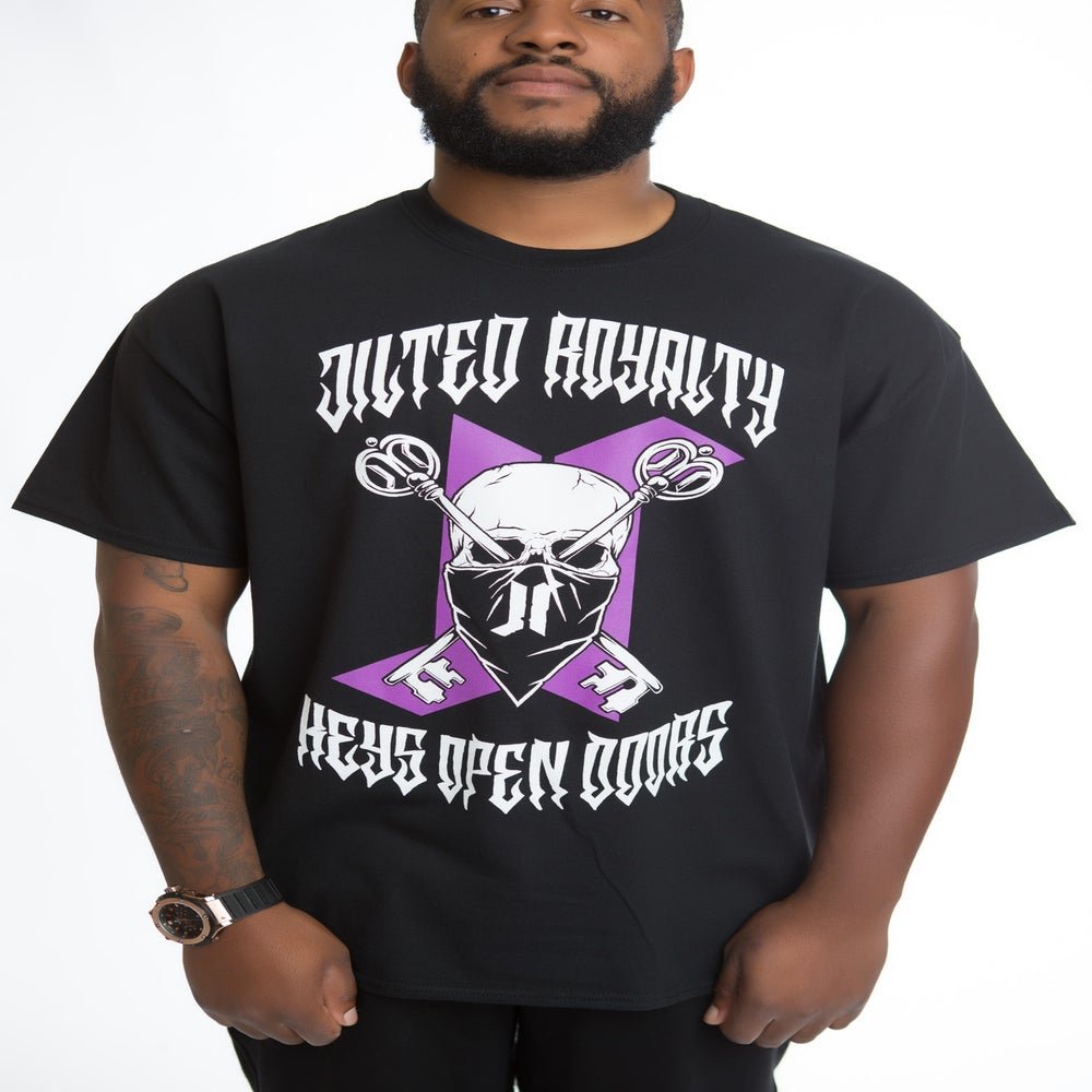 Image of KEYS OPEN DOORS TEE (BLACK/PURPLE)